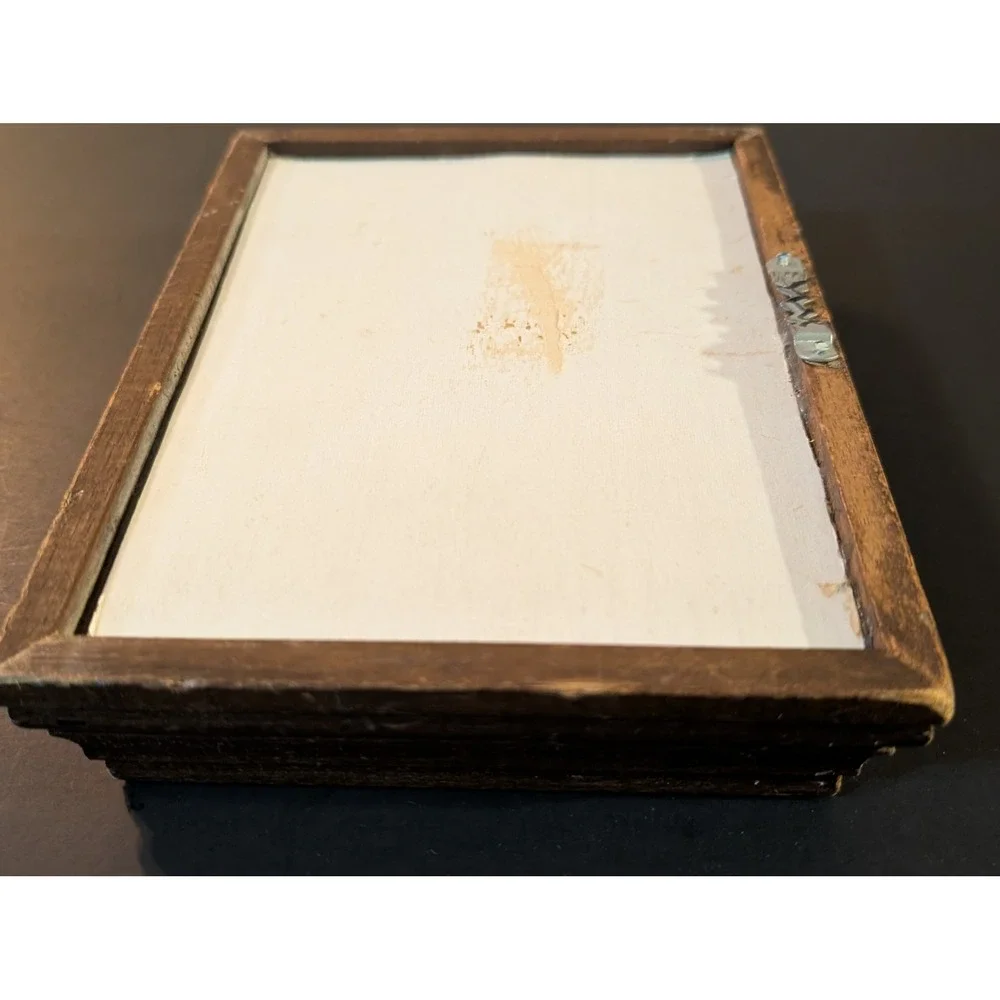 Vintage 70s Cottagecore Forget Me Not Child 3D Art Shabby Chic Thick Wood Frame